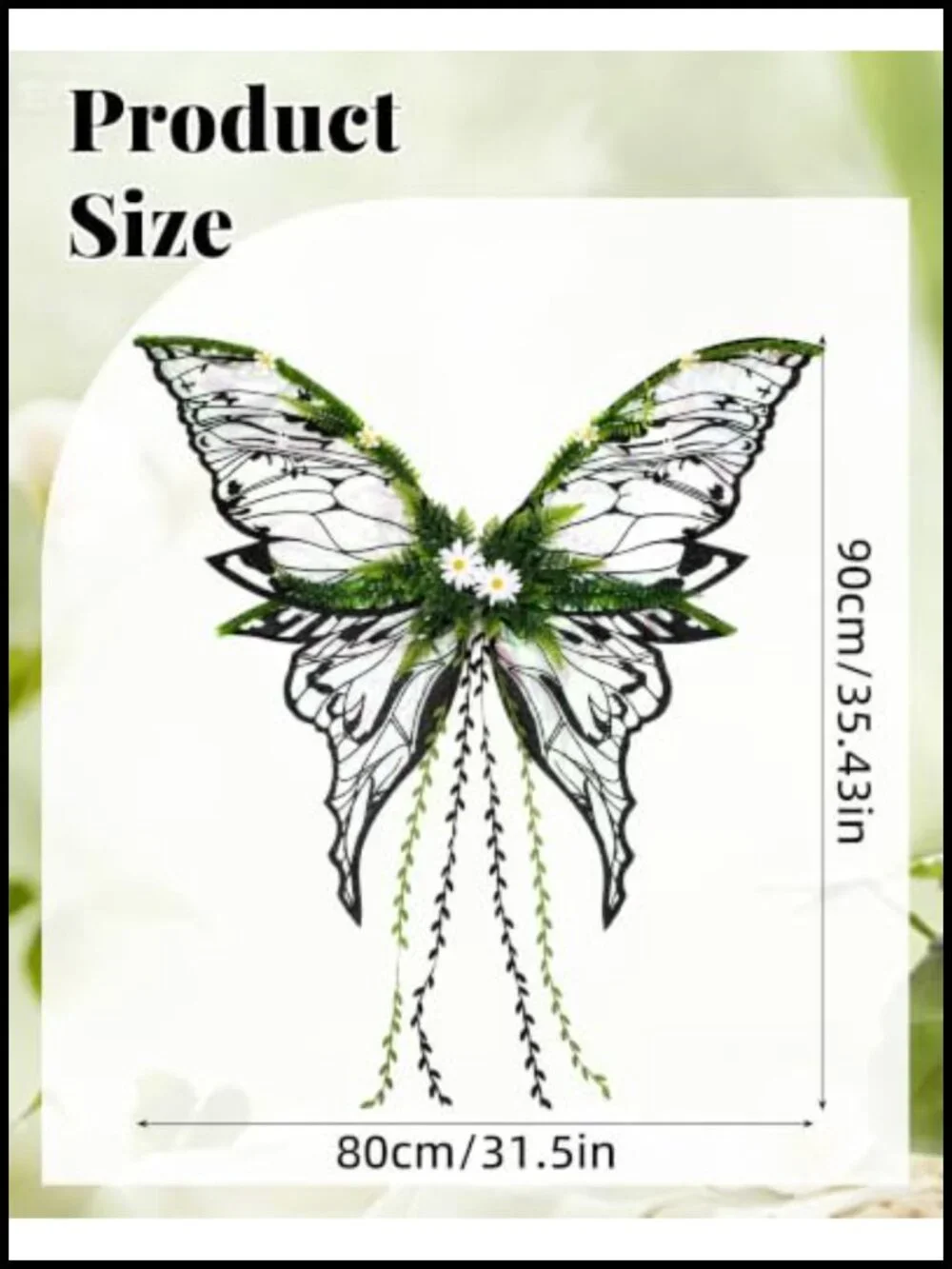 Fairy Wings Adult Women Butterfly Wings with Flower Vine Tassel Organza
